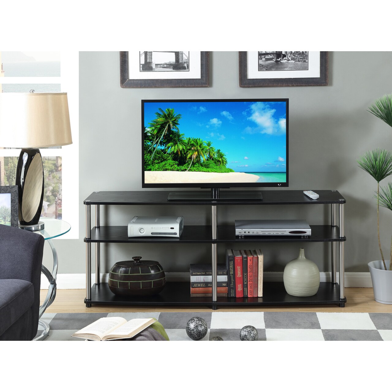 Convenience Concepts Designs2Go 3 Tier 60 inch TV Stand, Black